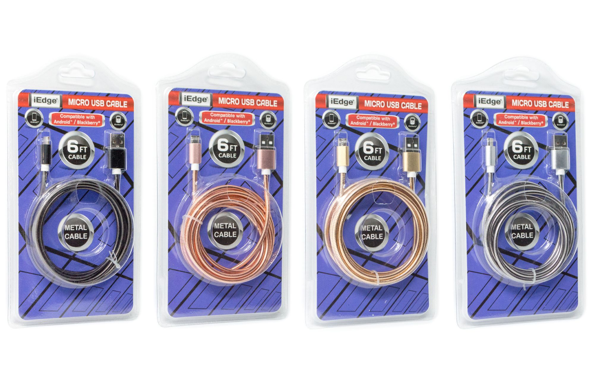 6' Metal Micro-USB Cables in Pdq Display