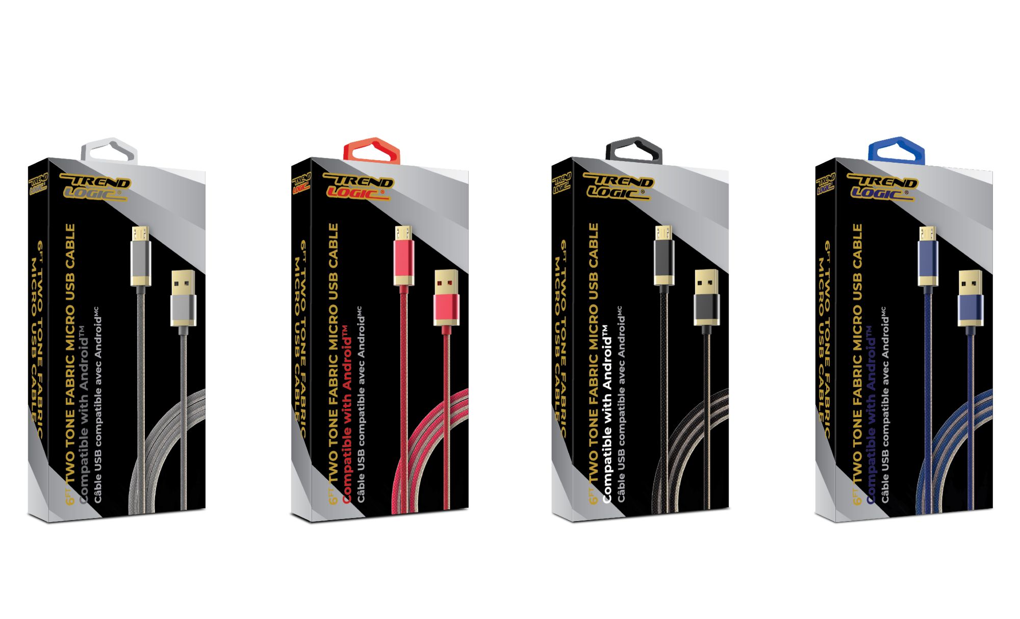 6' Fabric Gold Tip Micro-USB Cables