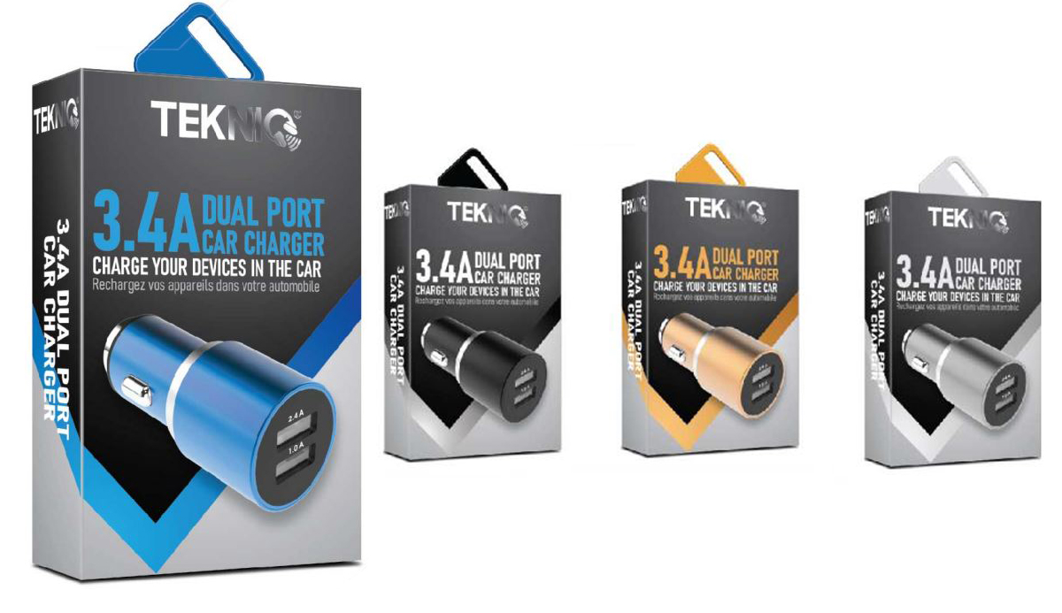 3.4 W Metal Car Chargers w/ Dual USB Adapter