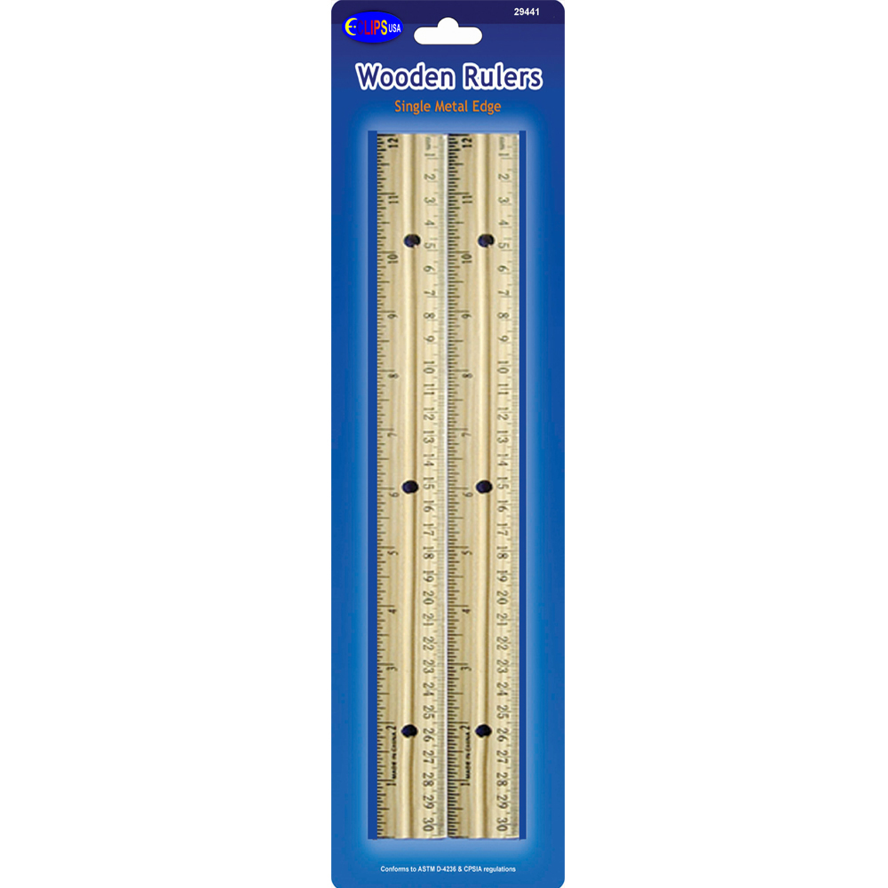 ''12'''' Wood RULER w/ Metal Edges - 2-Pack''