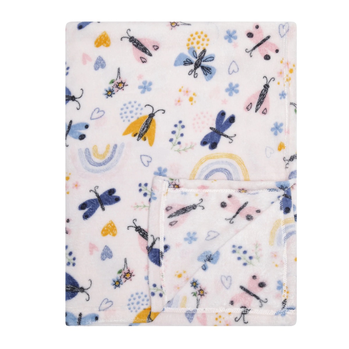 Large-Size Ultra Soft Fleece Baby Girl's Blanket w/ Butterfly Print