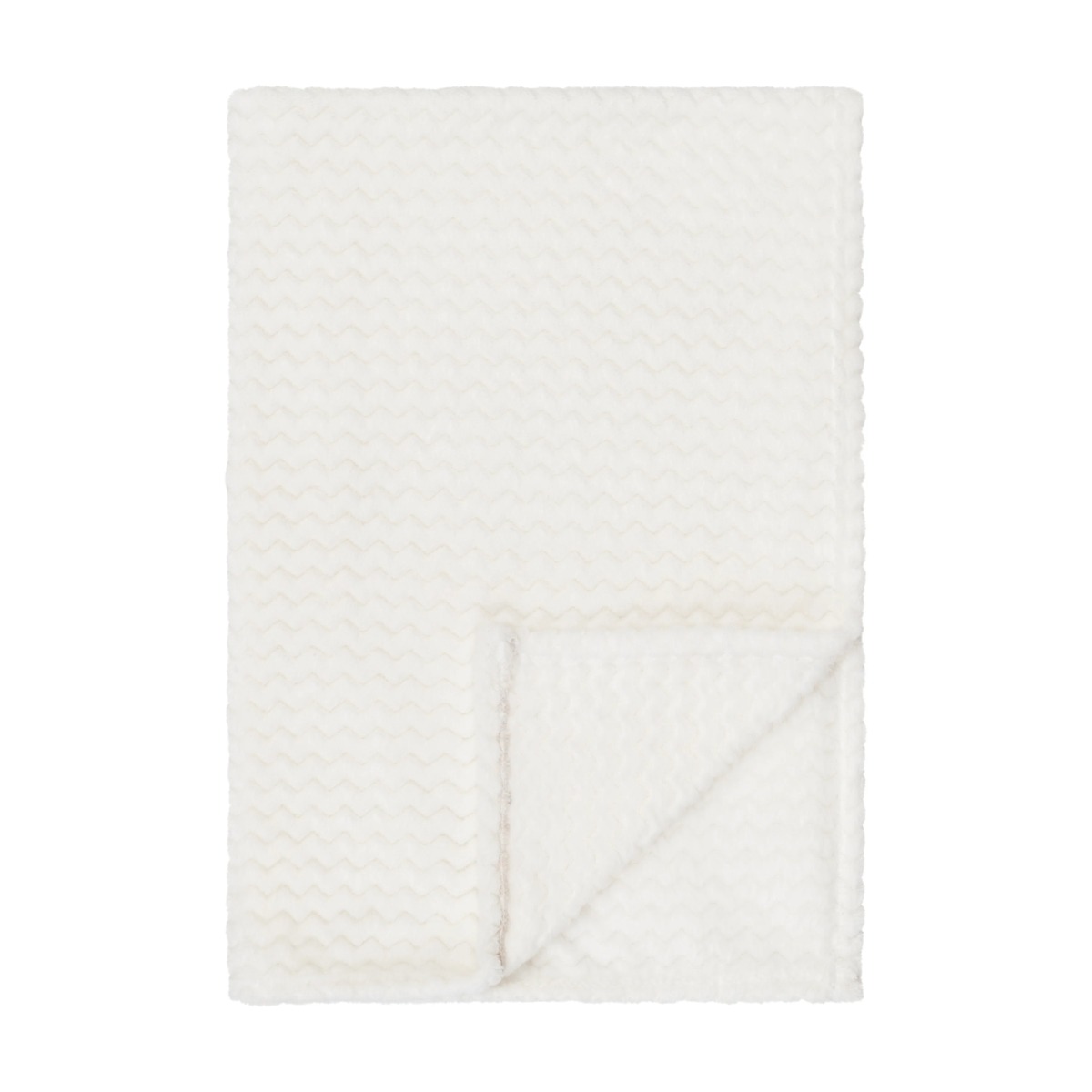 30 X 40 Baby FLEECE BLANKET w/ Zig-Zag Patterns - White