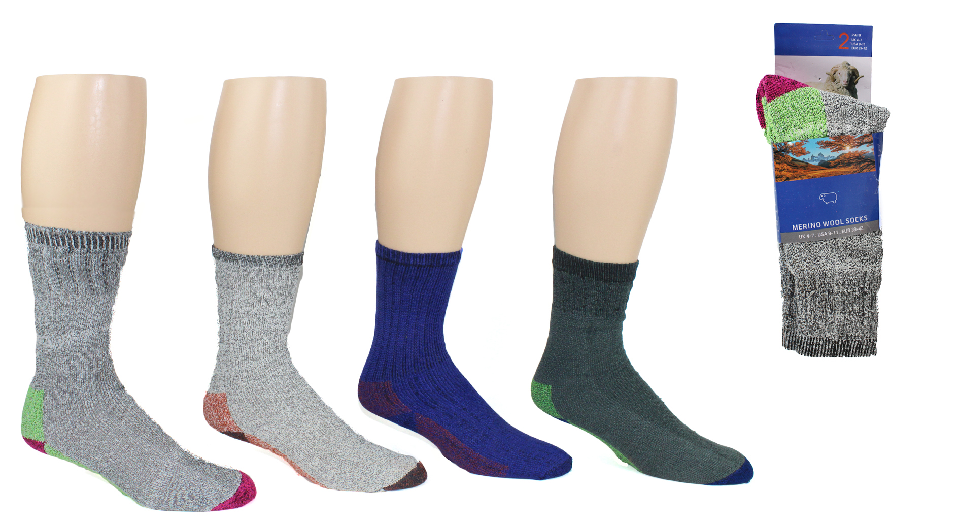 Women's Merino WOOL Blend Thermal Crew Boot SOCKS - 2-Pair Packs