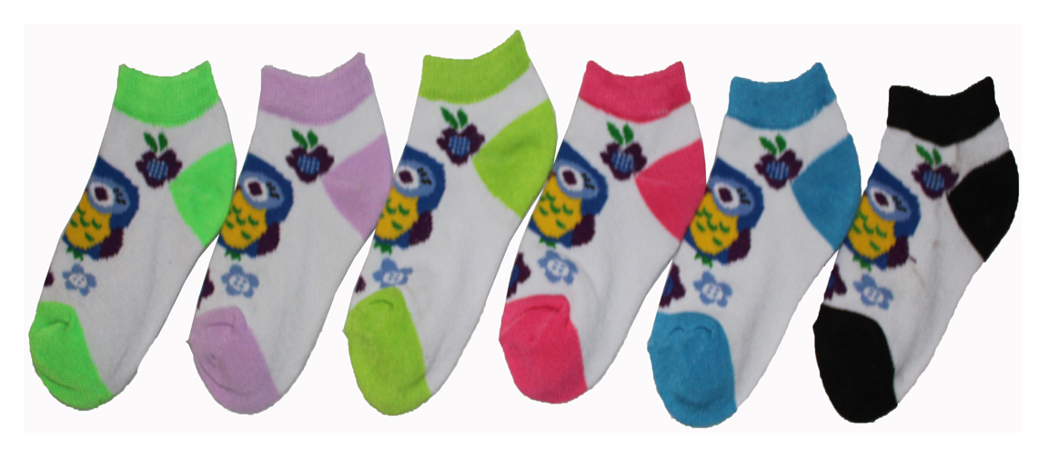 Boy's & Girl's Low Cut Novelty Socks - OWL Animal Print - 3-Pair Packs - Size 6-8