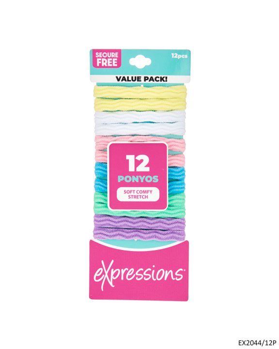 Ponyos Hair Elastics - Pastel Colors - 12-Pack