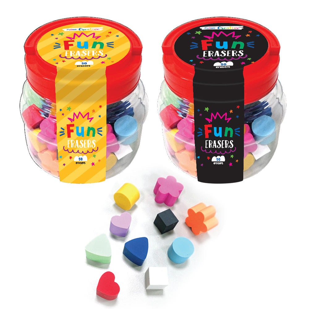 50 Ct. Fun ErAsers - Assorted ShApes & Colors