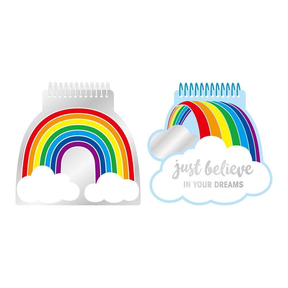 80-Sheet Die Cut RAINBOW Spiral Memo Notepads w/ Embroidered Inspirational Messages