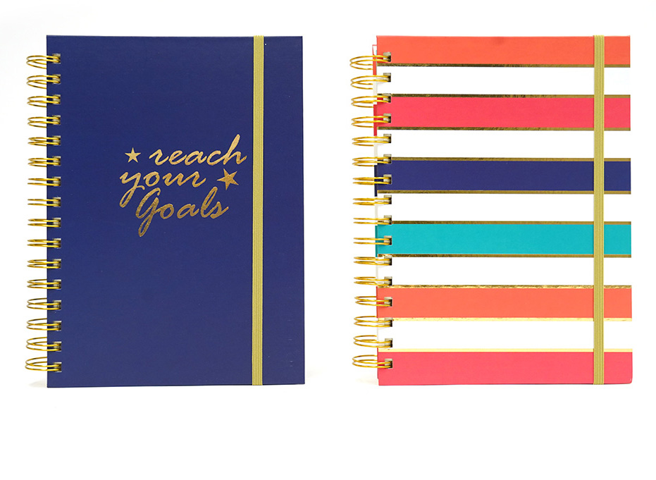 160-Sheet JUMBO Spiral Journals w/ Elastic Bookmark & Embroidered Cover