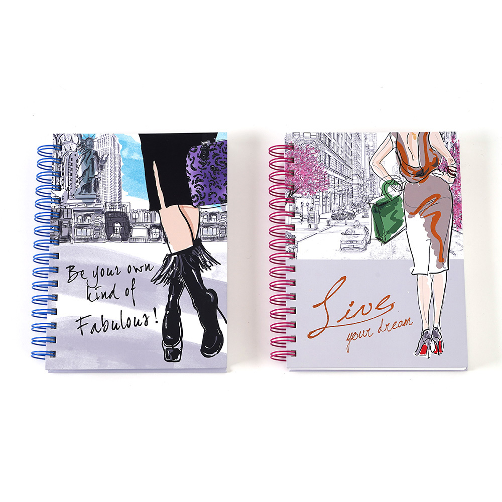 160-Sheet JUMBO Spiral Embroidered Journals w/ Canvas Style Fashion Print