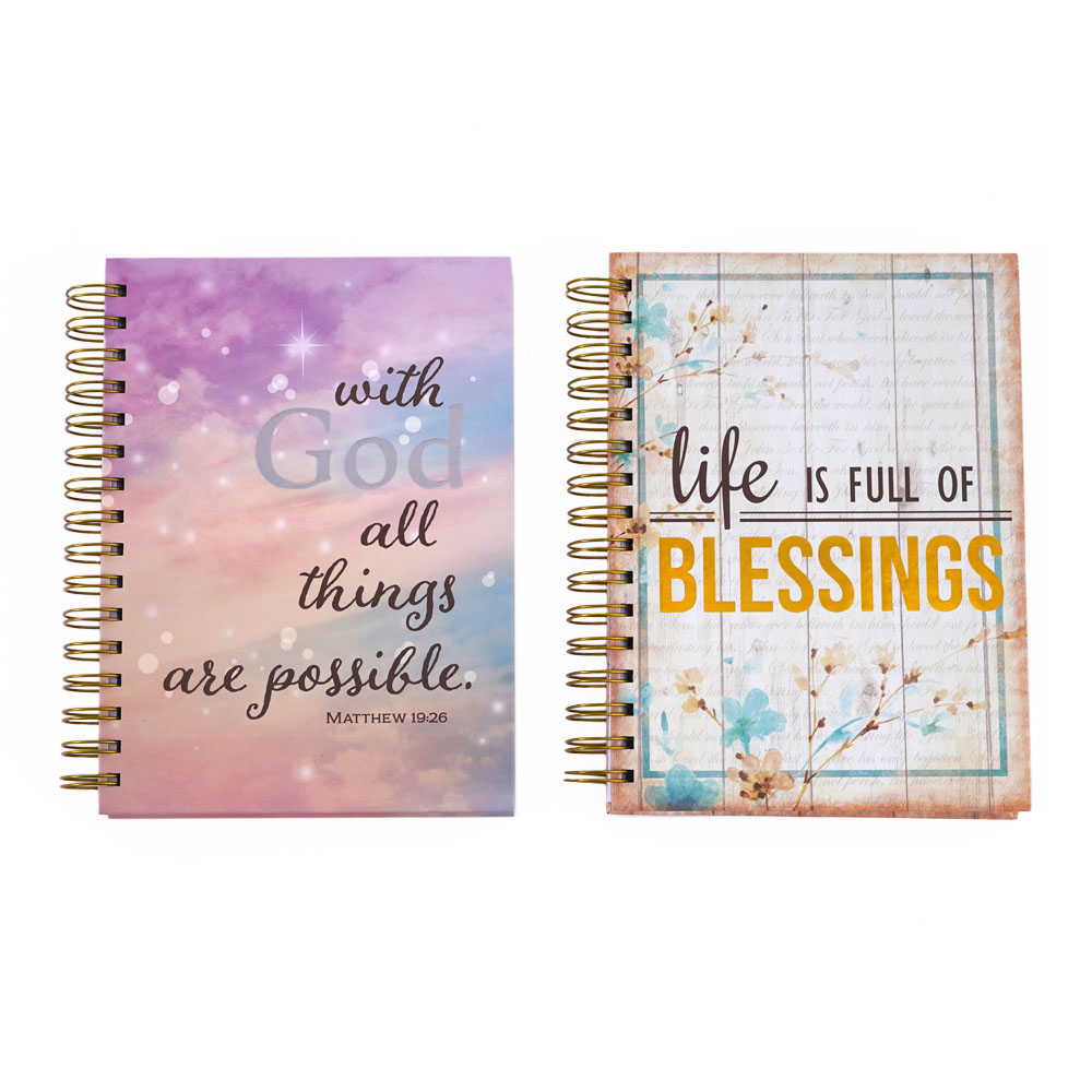 160-Sheet Printed JUMBO Spiral Journals w/ Inspirational Blessings Print