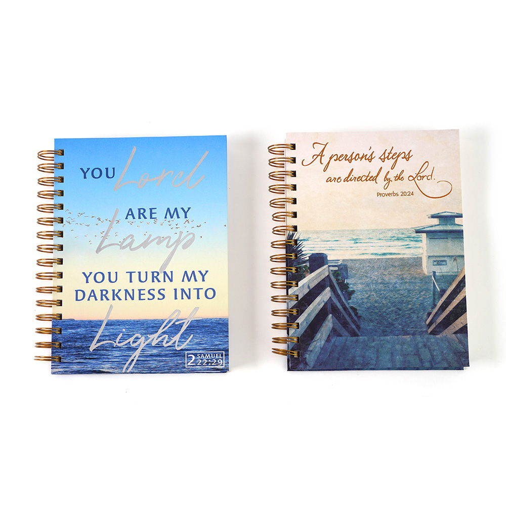 160-Sheet Jumbo Beach Print Spiral Journals w/ Embroidered BIBLE Verses