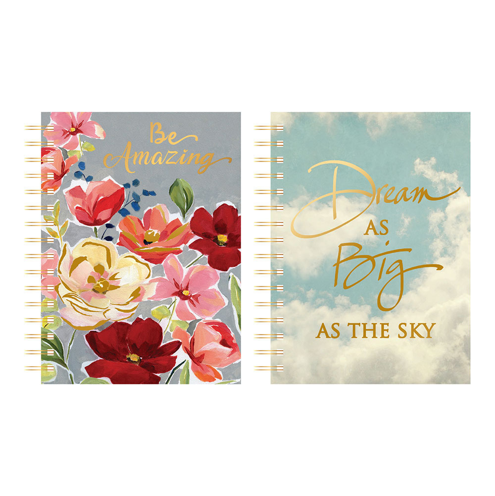 160-Sheet JUMBO Spiral Embroidered Journals w/ Floral & Dream Print