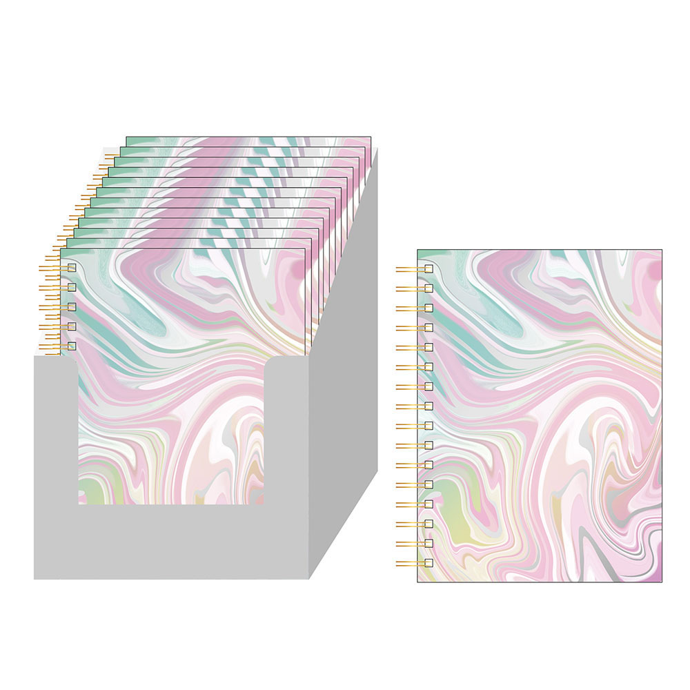 160-Sheet JUMBO Marble Swirl Spiral Journals w/ Two Tone Colors