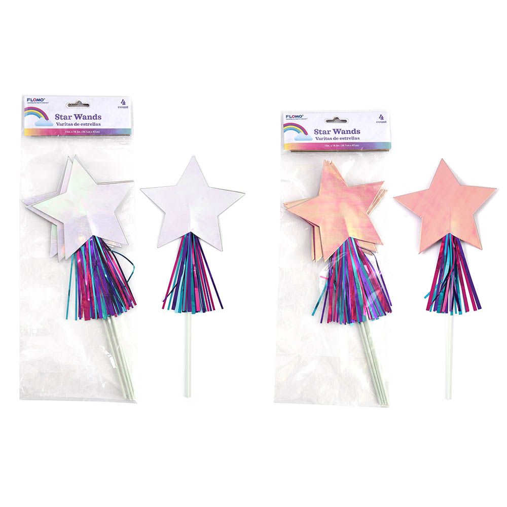 IridEscEnt PrincEss STAR PArty WAnds - 4-PAcks
