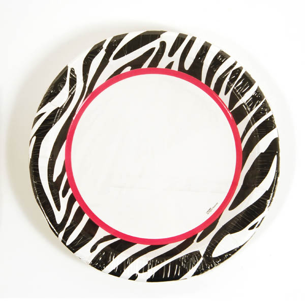 ''9'''' Printed Disposable Paper PLATES w/ Zebra Print - 8-Pack''