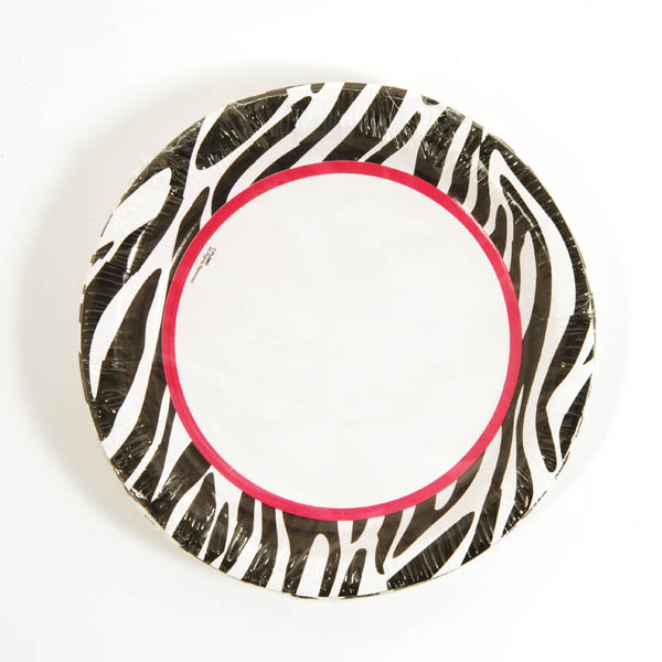 ''7'''' Printed Disposable Paper PLATES w/ Zebra Print - 8-Pack''