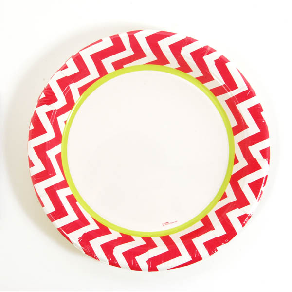 ''9'''' Printed Disposable Paper PLATES w/ Chevron Print - 8-Pack''