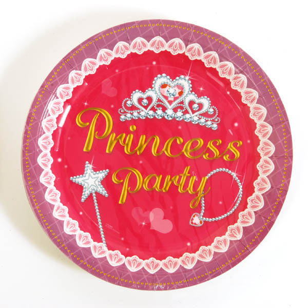 ''9'''' Printed Disposable Paper PLATES w/ Girl's Princess Print - 8-Pack''