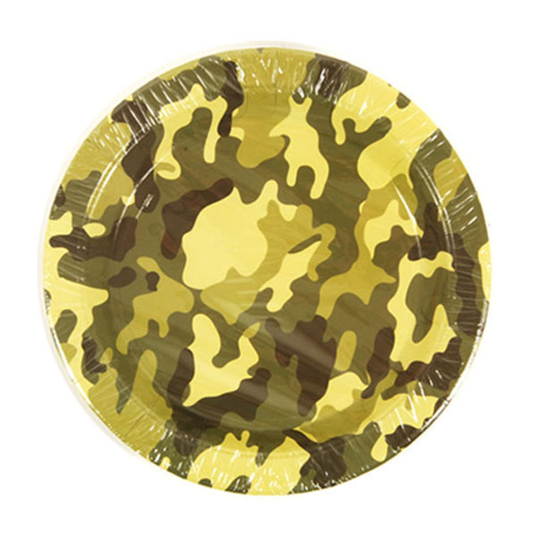 ''9'''' Printed Disposable Paper Plates w/ CAMO Print - 8-Pack''