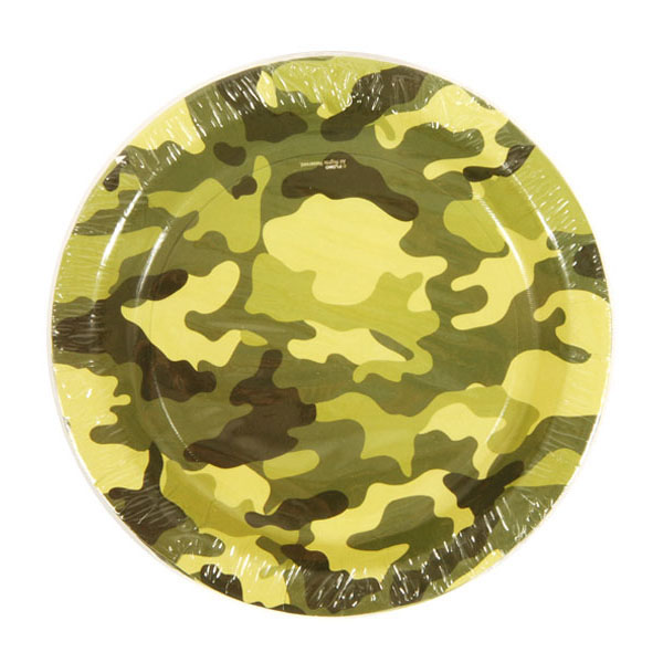 ''7'''' Printed Disposable Paper Plates w/ CAMO Print - 8-Pack''