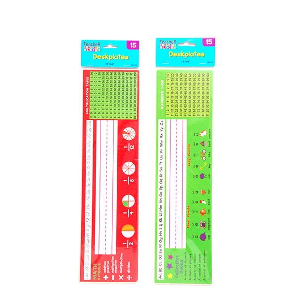 Classroom Desk Name PLATES w/ Educational Learning Print - 15-Pack