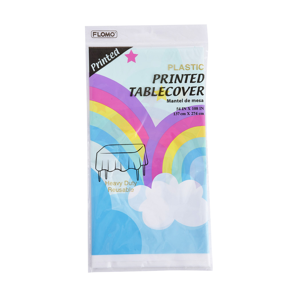 Printed RAINBOW & Clouds Disposable Rectangular Tablecovers