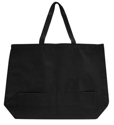 ''20'''' Cotton Canvas Gusseted Tote Bags - BLACK''