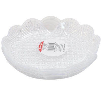 Dish Clear Round 3pk 6-1/4in Glass-look In Case Cut CARTON Pdq