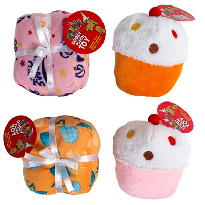 Dog TOY PLUSH W/squeaker Cupcake & Present In Pdq#p30956