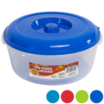 Round Food Storage Container 3 Qt 4 Color Lids -Clear Bottom #OMEGA Bowl 5