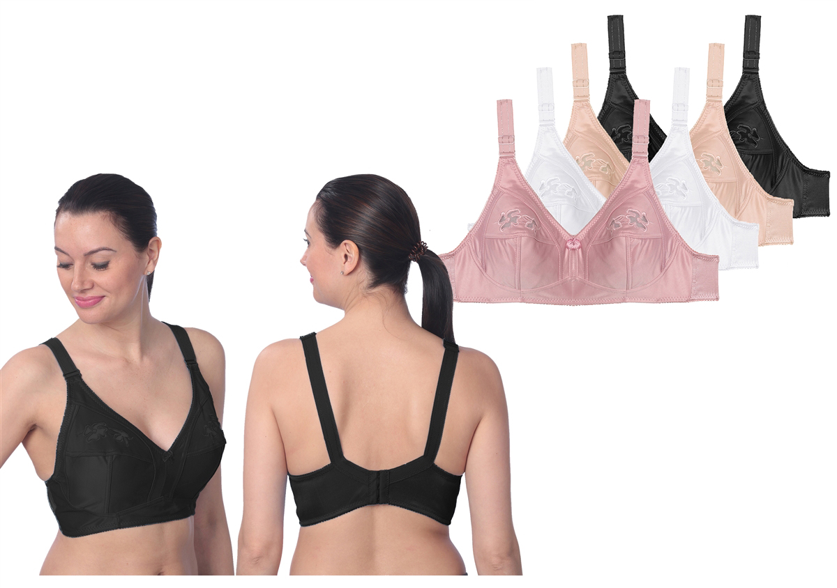 Women's Wireless Minimizer BRAs w/ Embroidered Detail - Full Figure Sizes 36C-42D