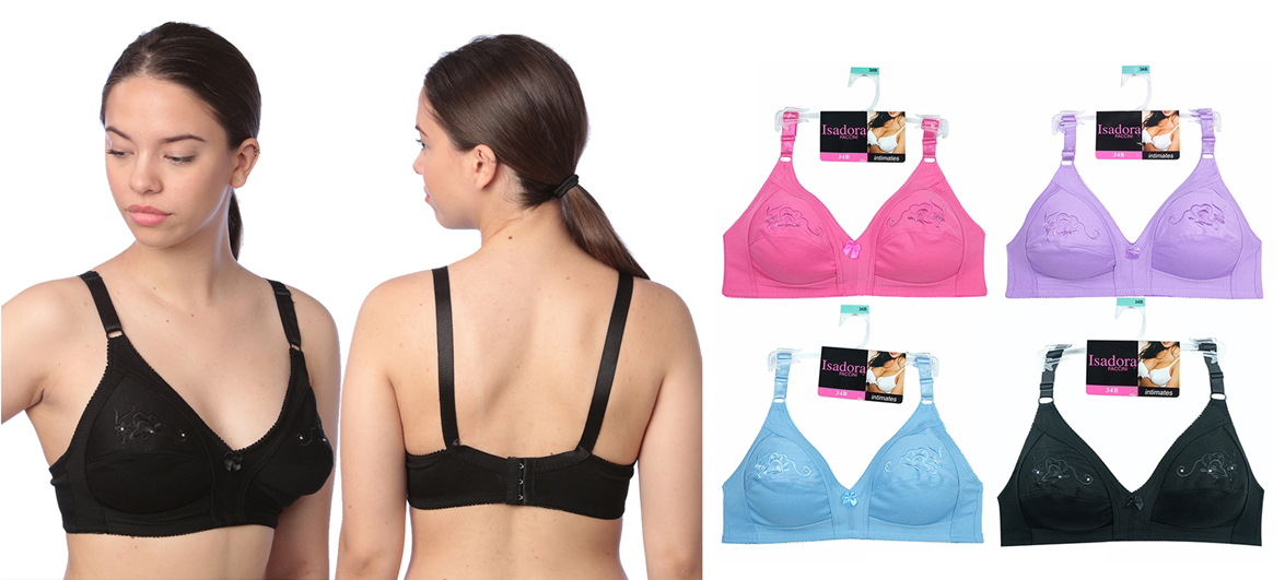 Women's Wireless Minimizer Bras w/ Embroidered Detail - Full Figure Sizes  36C-42D