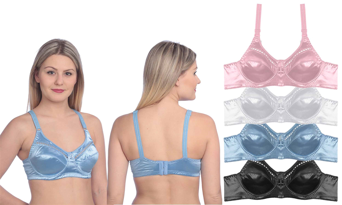 Women's Satin Underwire Minimizer BRAs - Full Figure Sizes 36C-42DD