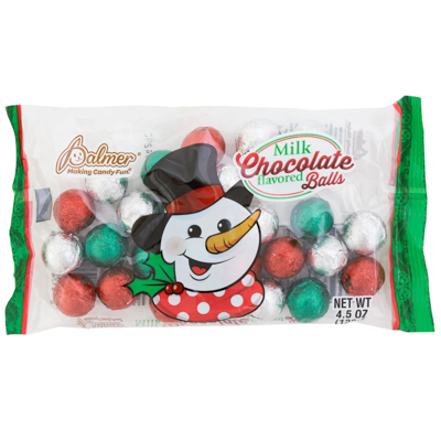 Christmas CANDY Milk Chocolate Flavored Balls 4.5 Oz Bag In Counter Display