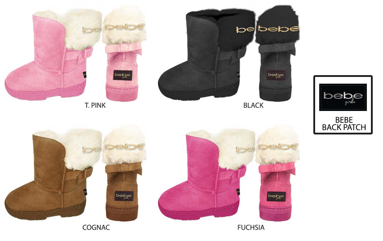 Toddler Girl's Winter Boots w/ Back Bow & BEBE Lurex Embroidery