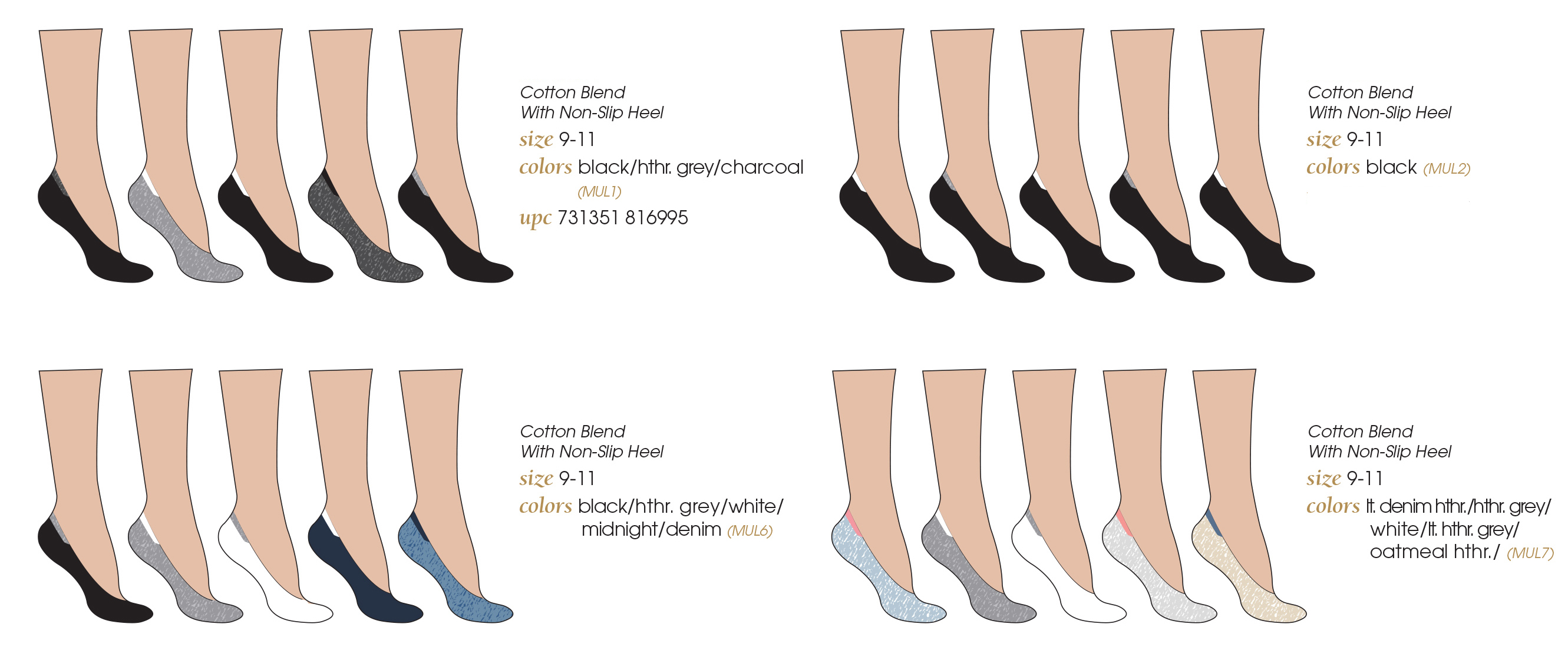 LAUNDRY by Shelli Segal Women's Cotton Footie Socks w/ Non-Skid Heel - Solid Colors - Size 9-11 - 5-