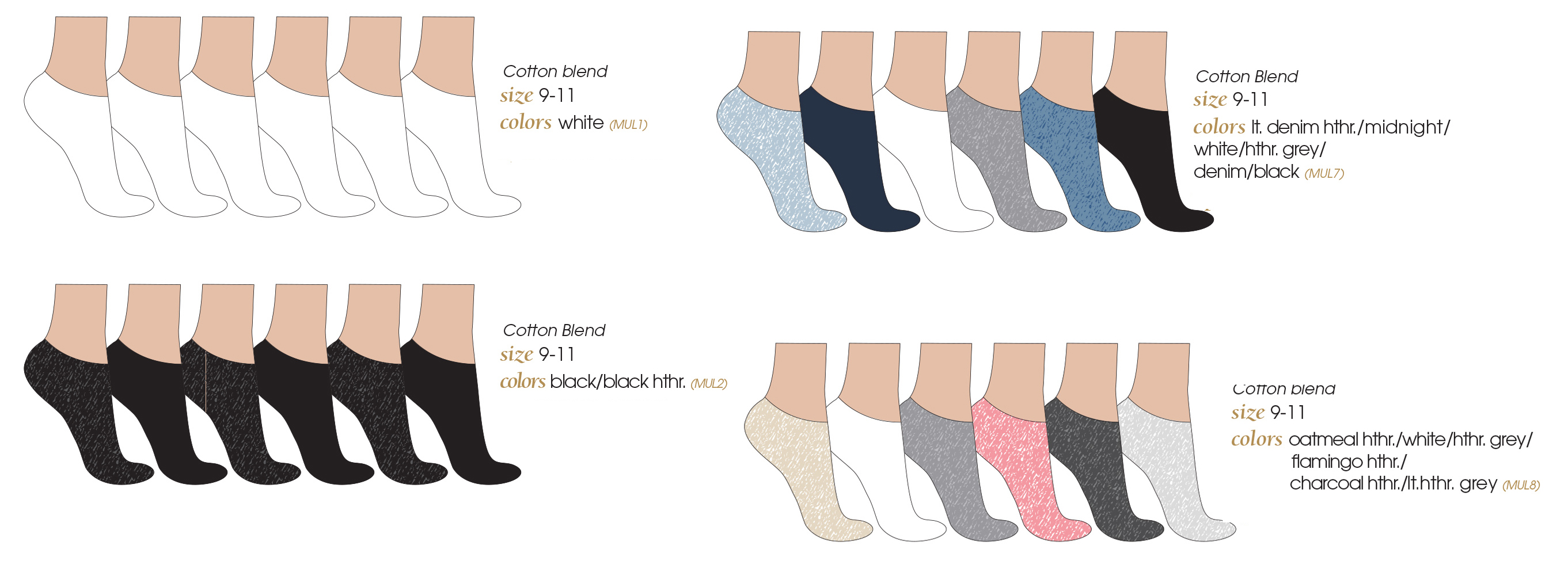 LAUNDRY by Shelli Segal Women's Low Cut Socks - Heathered - Size 9-11 - 6-Pair Packs