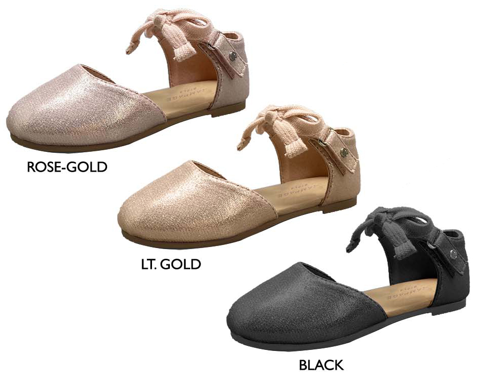 Toddler Girl's SHIMMER Flats w/ Bow & Rampage Rivet