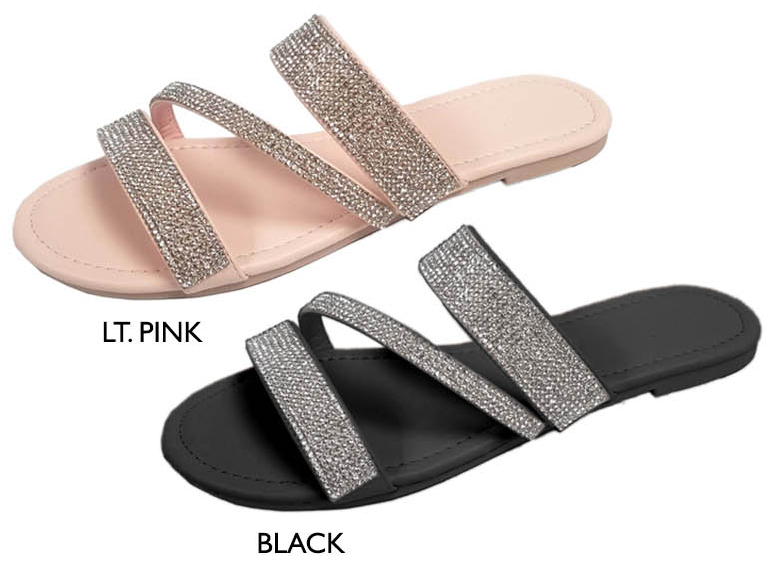 Women's Asymmetrical Sandals w/ Rhinestone Detail