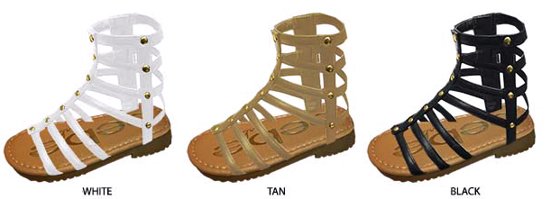 Toddler Girl's Elastic Gladiator Sandals w/ Studs & Inside Zipper