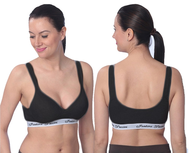 Cotton Sports Bras w/ True Cups & U-Back - Black