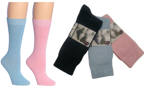 Women's Lamb's WOOL Blend Ribbed Knit Thermal Boot SOCKS - Size 9-11 - 2-Pair Packs