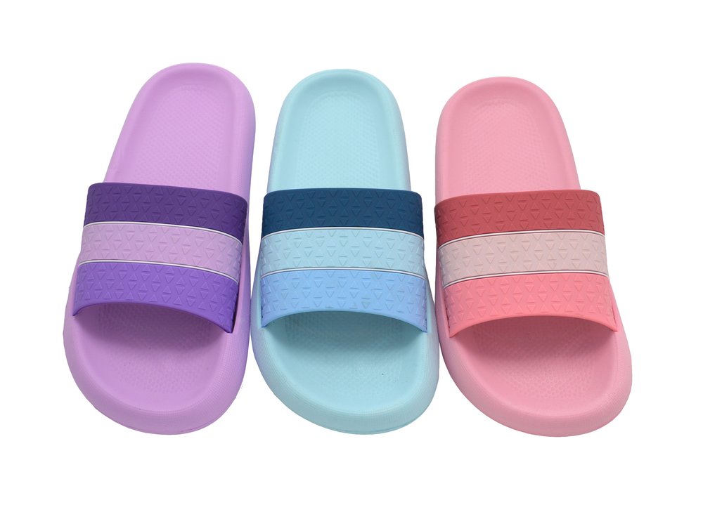 Women's Barbados Slide Sandals w/ Two Tone RibBEd Stripes & Embroidered Pyramids - Choose Your Color