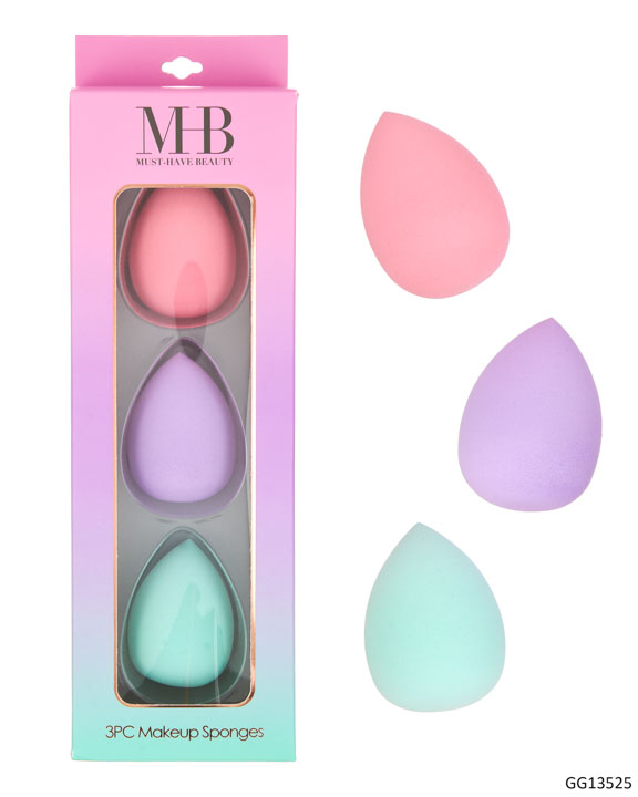 MHB (Must Have BEAUTY) Premium Blender Make-Up Sponges - Pastel Colors -3-Pack