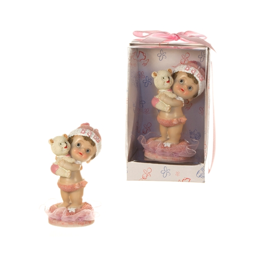 Newborn Baby Holding Teddy Bear Party Favors w/ Designer Gift Box - Choose Your Color(s)