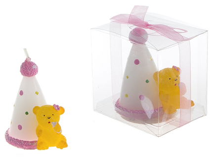 Teddy Bear Holding Baby Bottle Candles