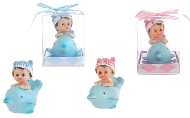 Baby Wearing Knit HAT While Riding oN Dolphin