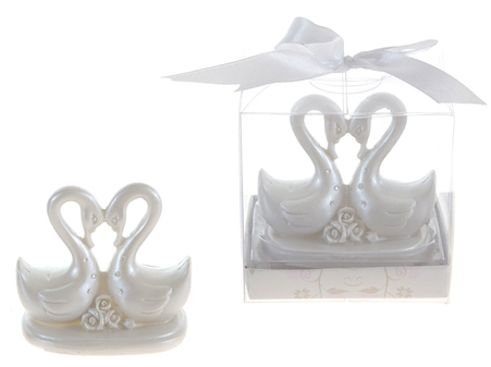 Double Swan w/ Crystals In Poly Resin w/ GIFT Box