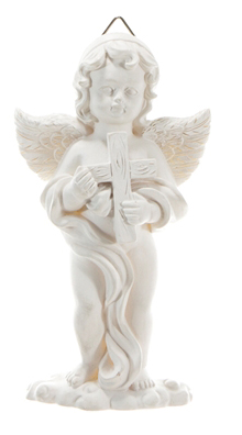 ANGEL Holding onto Cross Wall Plaque