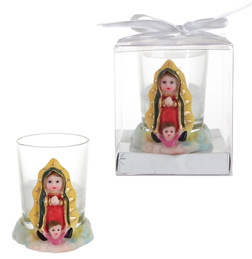 Baby Guadalupe Poly RESIN Candle Set w/ Gift Box